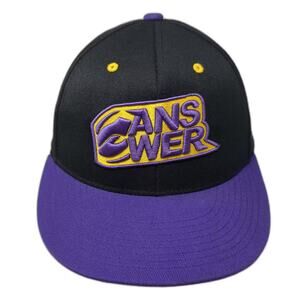Answer Baseball Cap Black Purple Fitted M Flat Brim Embroidered MX Racing Hat